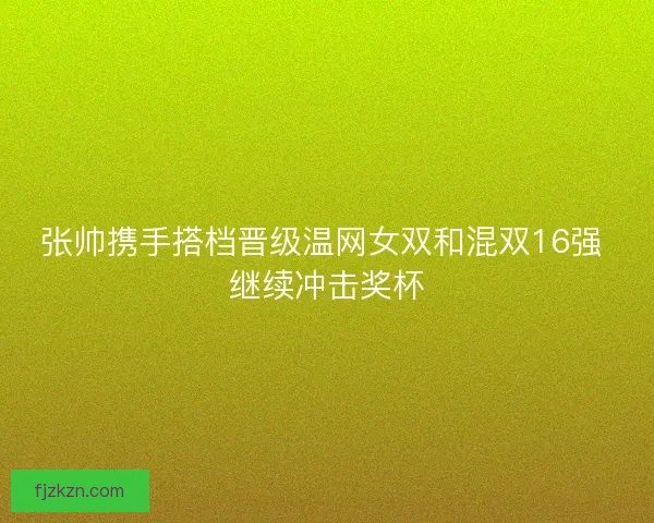 张帅携手搭档晋级温网女双和混双16强 继续冲击奖杯